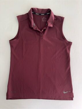 Nike Golf Dri-Fit Woman’s Maroon Polo Collar Sleeveless Active Performance Top M